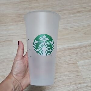 Starbucks Frosted Cup with Green Logo. Set of Four.